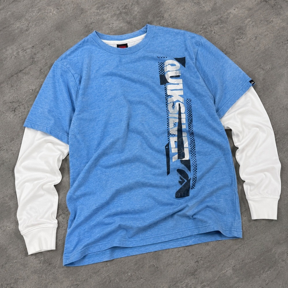 Vintage VTG Y2K 2000's 00's Quiksilver Baby Blue Short Sleeve T-Shirt